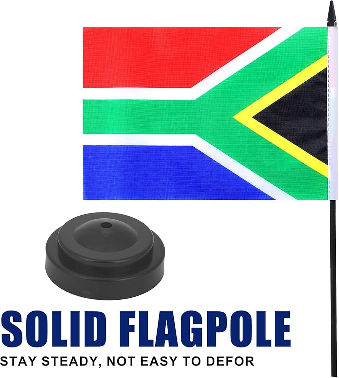 South Africa Desk Flag 12" Solid Pole Deluxe Set South African Flags Banner - Image 3