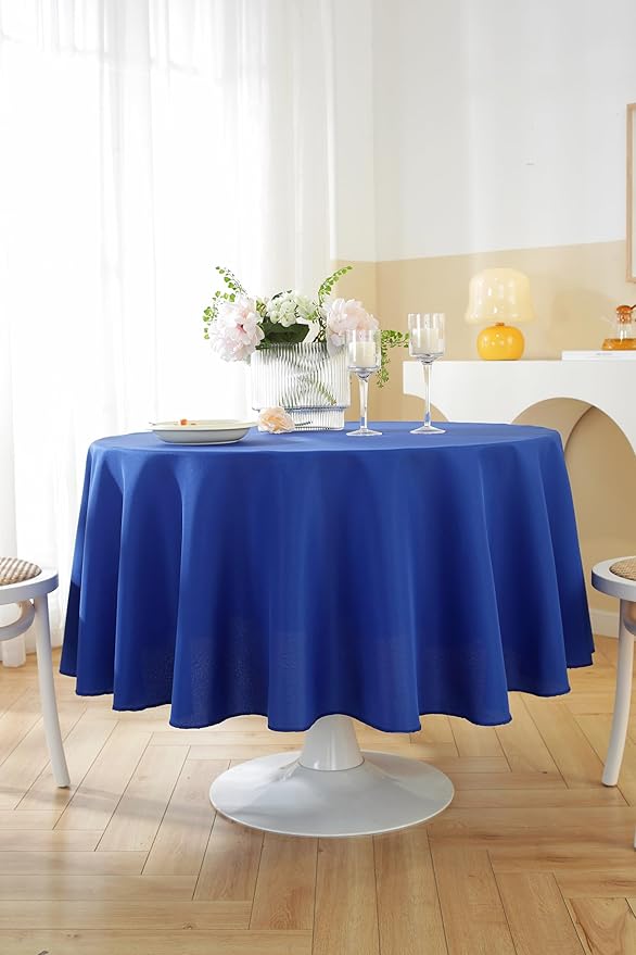 Craft And Party Round Tablecloth, 120 Inch Royal Blue Tablecloth, Polyester - Image 5