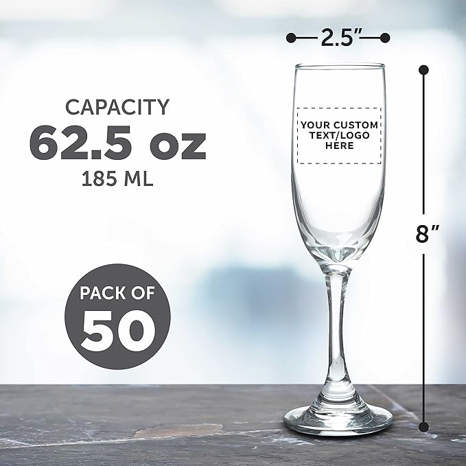 DISCOUNT PROMOS Custom Premiere Champagne Flutes 6.25 oz. Set of 50, - Image 5
