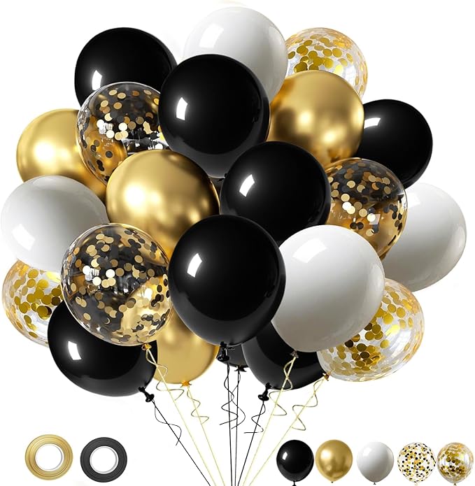 Black White Gold Balloons by LuhcXbs