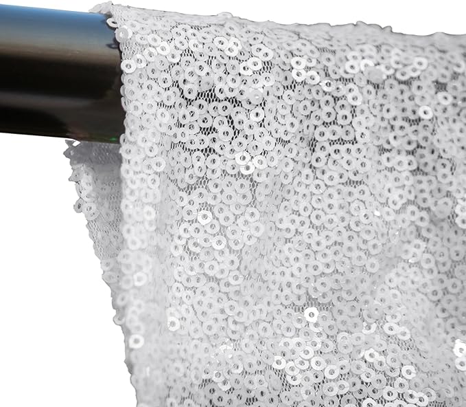 White Sequin Backdrop 2FTx8FT 4 Panels Curtains Party Curtains Sparkle Glitter - Image 3