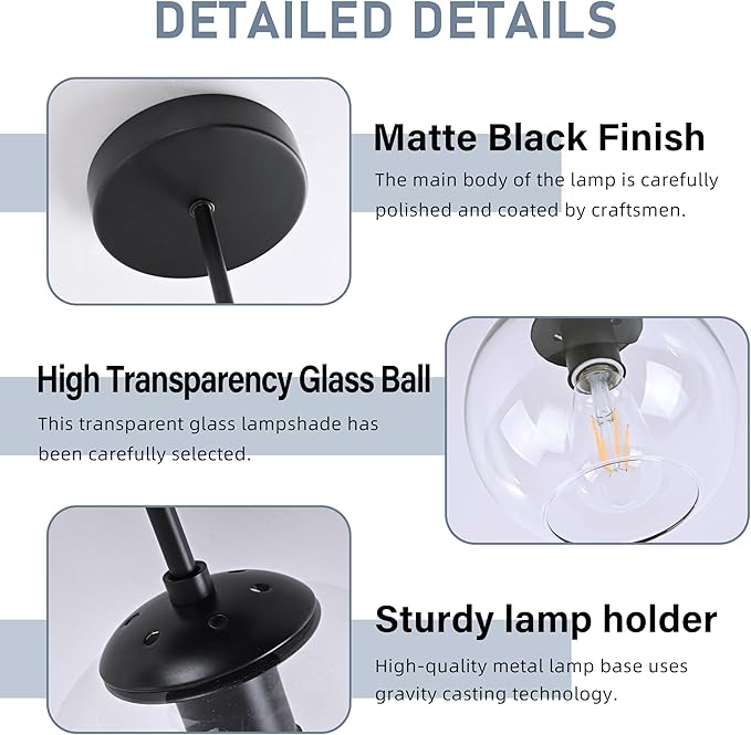 Black Semi Flush Mount Ceiling Light Fixture - Image 6