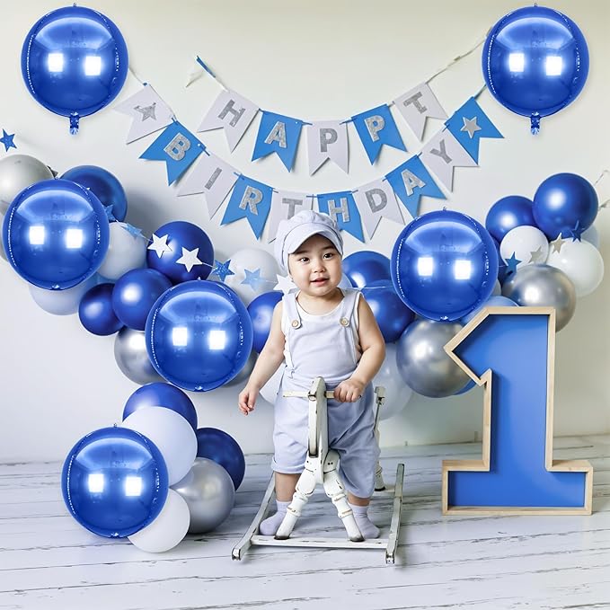 6Pcs Royal Blue Round Foil Balloons, Giant 4D Round Ball Balloons, 22 Inch - Image 5
