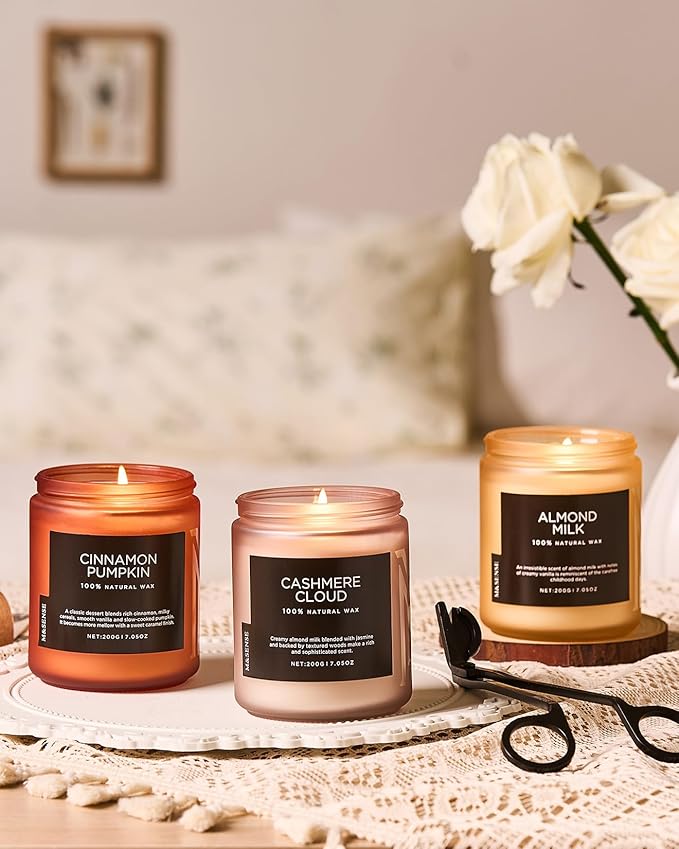 M&SENSE Creamy Almond Milk Scented Candles, Organic Natural Soy Wax Clean Non - Image 7