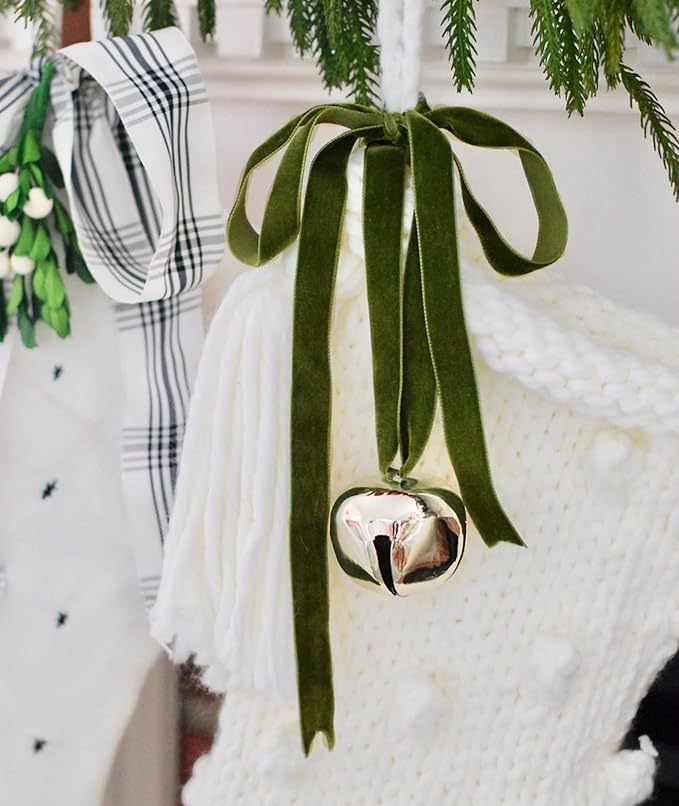 Olive Green Christmas Velvet Ribbon - Image 6