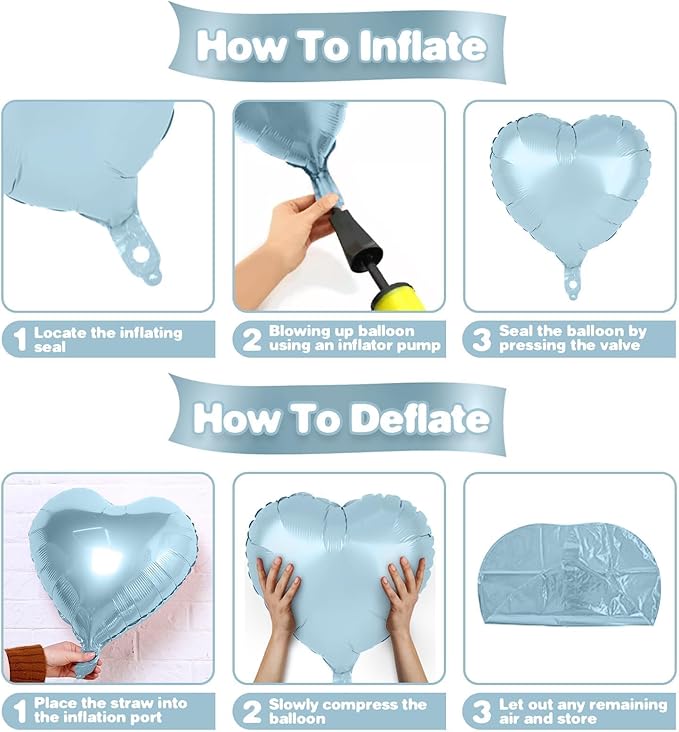 Baby Blue Heart Balloons - Image 3