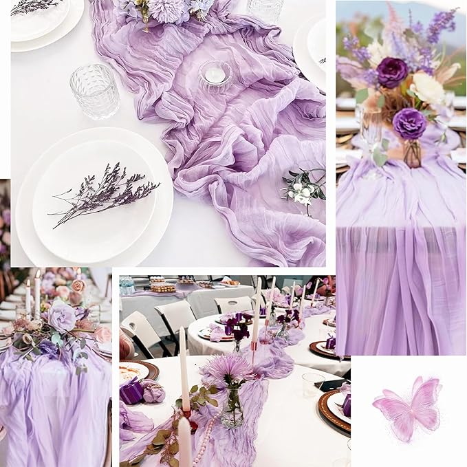 20 Pack Lilac Cheesecloth Table Runner 10FT Rustic Gauze Cheese Cloth Table - Image 6