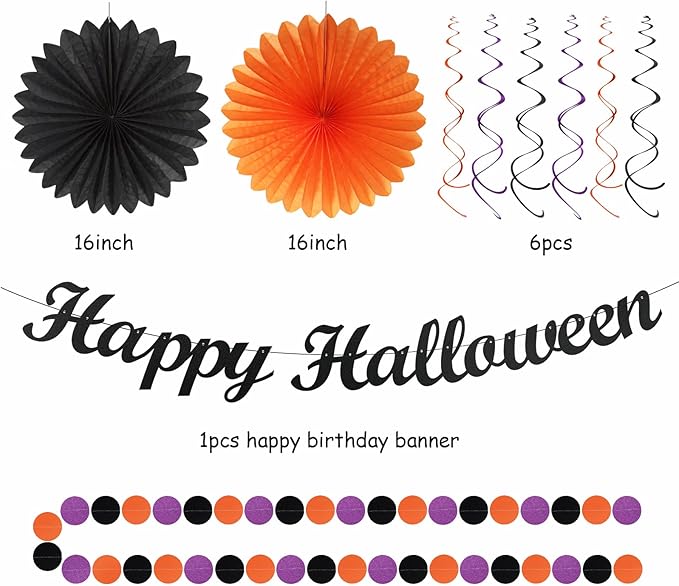 Black-Purple Orange Happy-Halloween Party-Decorations - Image 3