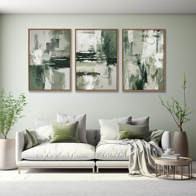 myusuar 3 Piece Large Modern Abstract Canvas Framed Wall Art - Image 3