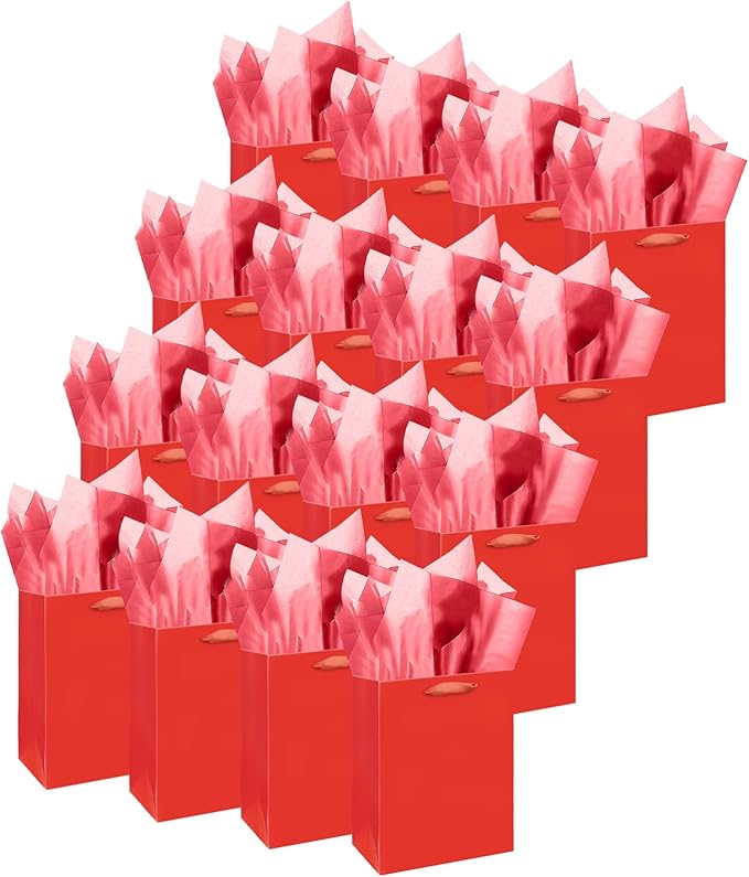 Gcardist Red Gift Bags with Tissue Paper by Gcardist