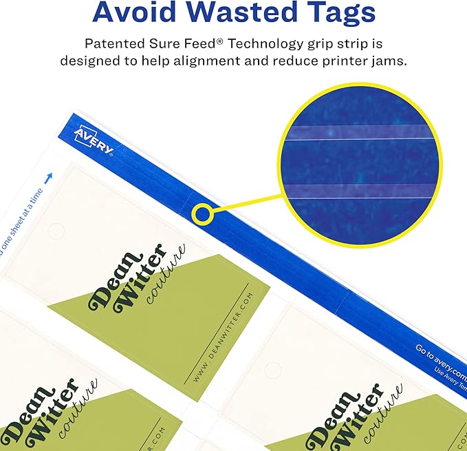 Avery Rectangle Tags, Sure Feed Technology, Matte White, Strings Included - Image 5