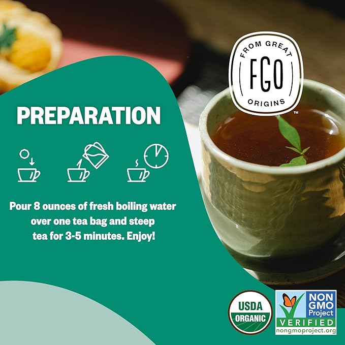 FGO Organic Spearmint Leaf Tea, Eco-Conscious Tea Bags, Caffeine Free, - Image 5