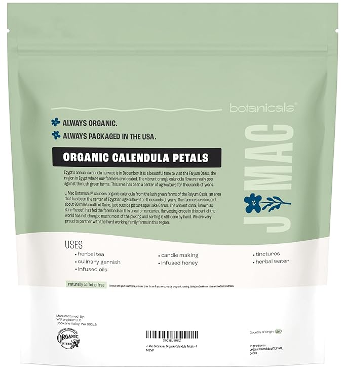 J Mac Botanicals, Organic Calendula Petals edible dried flowers petals - Image 9