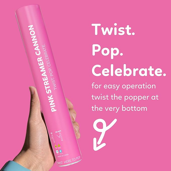 Pink Streamer Cannon Poppers | 2 Pack | Biodegradable Pink Streamers | TUR - Image 6