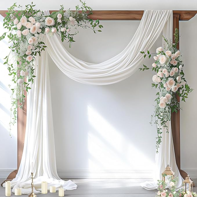 Socomi Ivory White Wedding Arch Draping Fabric 29" x 20Ft 1 Panel Sheer Outdoor by Socomi