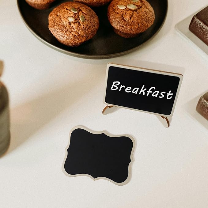 Mini Chalkboard Signs with Stands – Reusable Wooden Food Labels - Image 5