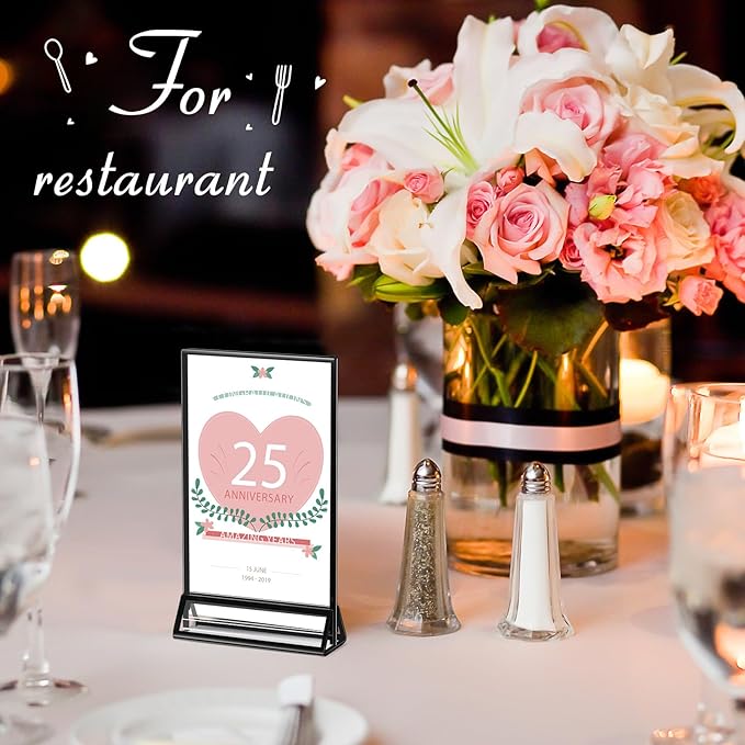 Zonon Acrylic Sign Holder 5x7, 6 Pack Vertical Double Sided Menu Display Stand - Image 5