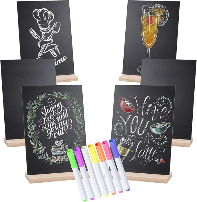Small Chalkboard Signs, Double Side 6 x 9 Inch Wooden Tabletop Chalkboard Sign by NVAAV