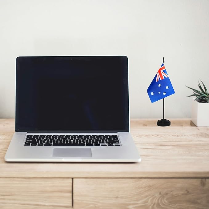 2 Pack Australia Desk Flag Set, Australian Desktop Small Miniature Table Office - Image 5