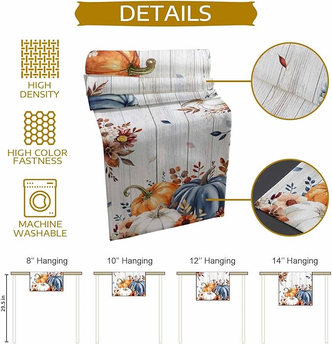 Thanksgiving Fall Cotton Linen Table Runner - Image 5