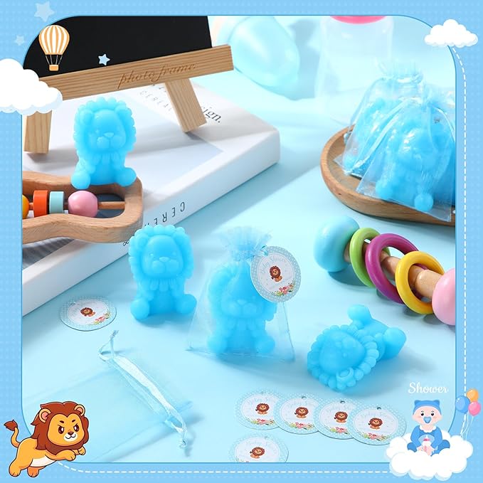 50 Sets Lion Soap Baby Shower Favors Handmade Safari Baby Shower Favors - Image 2