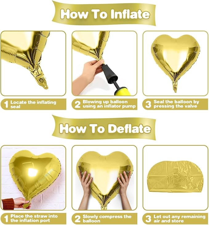 Gold Heart Balloons - Image 3