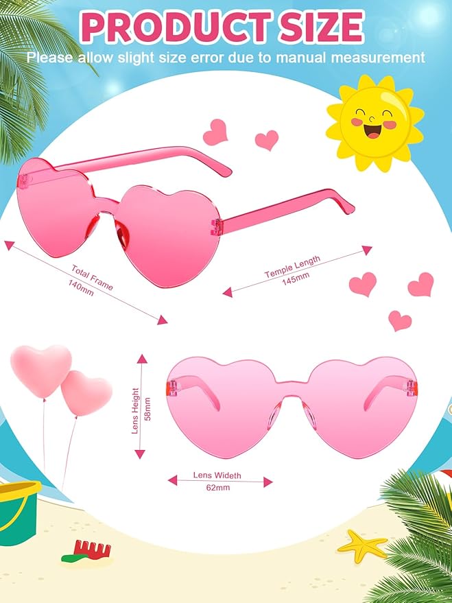 12 Pairs Heart Shaped Sunglasses - Image 2