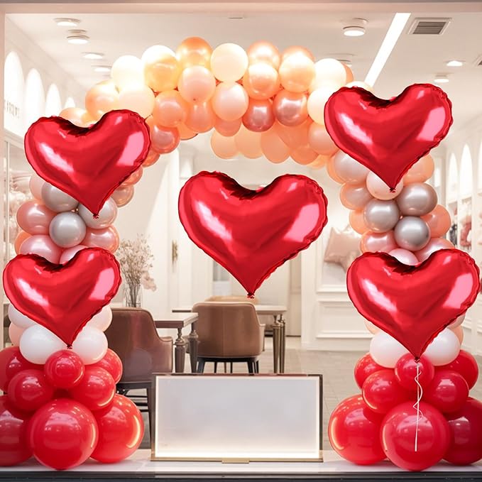 24 Inch Red Heart Balloons, Heart Shaped Valentines Foil Balloons - Image 5