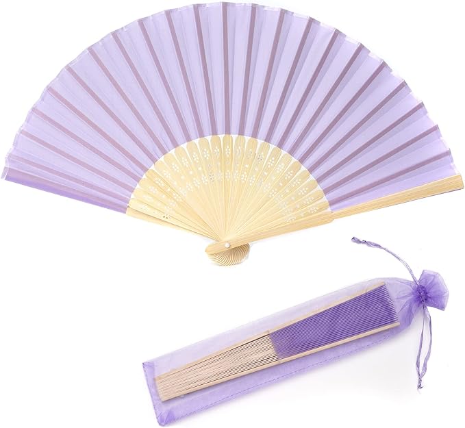 24pcs Imitated Silk Hand Fan Imitated Silk Fabric Bamboo Handheld Folded Fan by SLcrafts