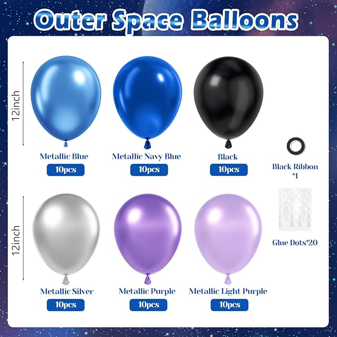60pcs 12inch Space Balloons - Image 2