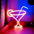Led Cocktails Neon Sign, Wine Glass Neon Light Battery and USB Dual Powered Bar by HFHungkeong
