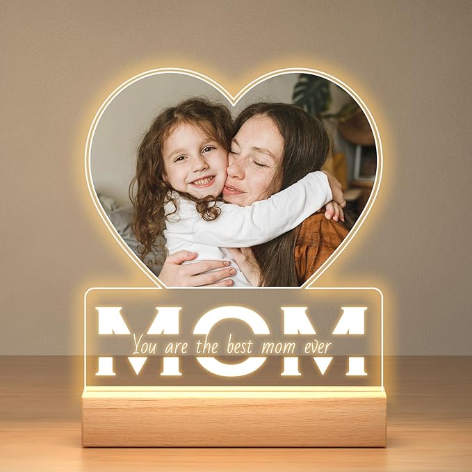 Personalized Birthday Gifts for Mom from Daughter and Son, Custom Heart Picture - Image 4