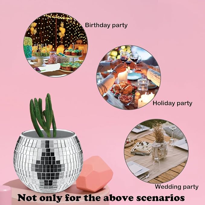 8 PCS Silver Disco Ball Vase, Glass Disco Ball Planter Candle Holder Vase Bulk - Image 5