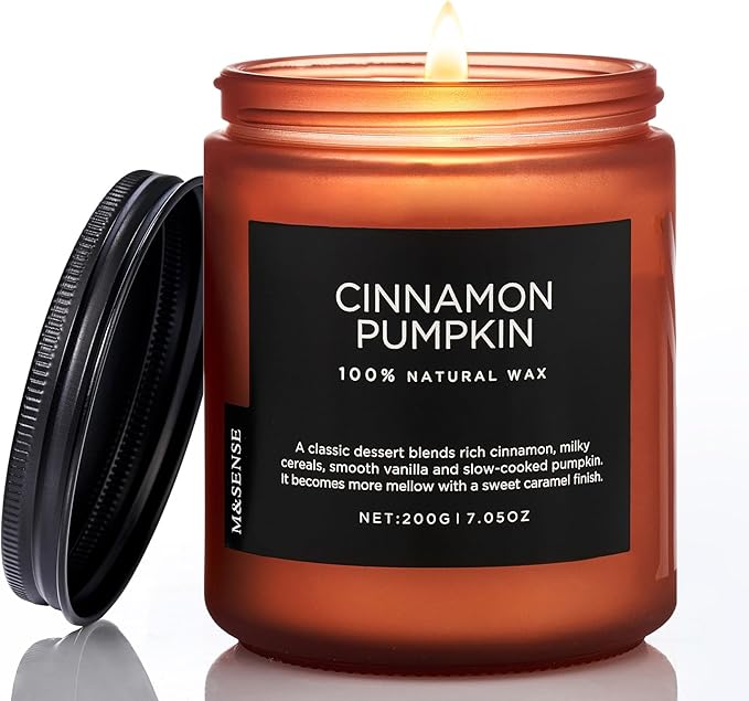 M&SENSE Cinnamon Pumpkin Fall Scented All Natural Soy Wax Candles by MSENSE