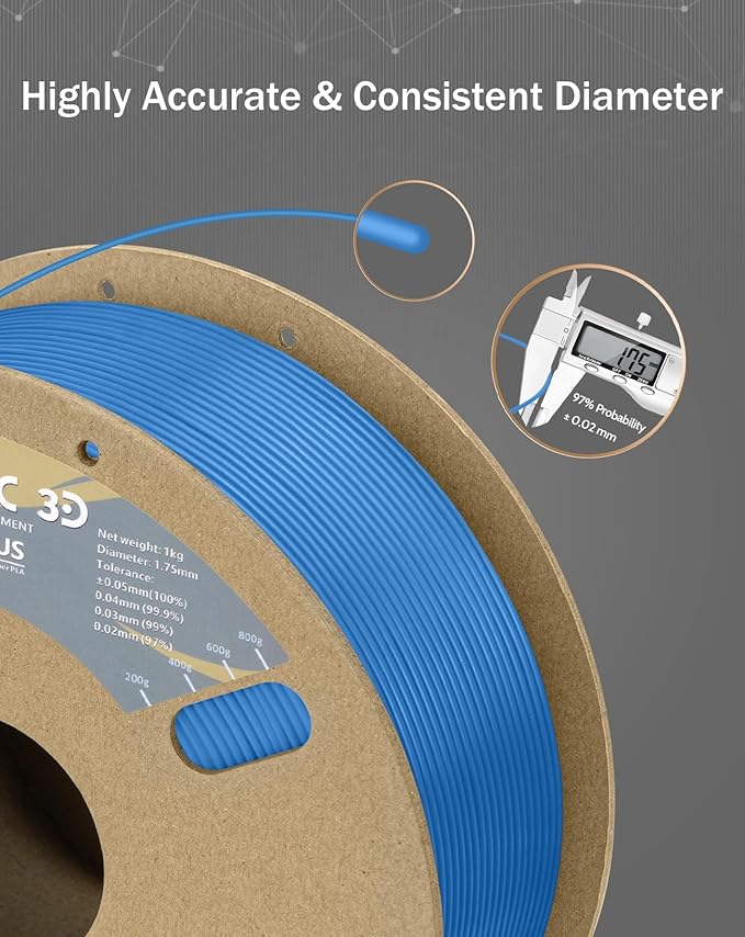 DURAMIC 3D PLA+ Filament 1.75mm 1Kg Blue, PLA Plus Filament 1Kg Spool Tougher - Image 3