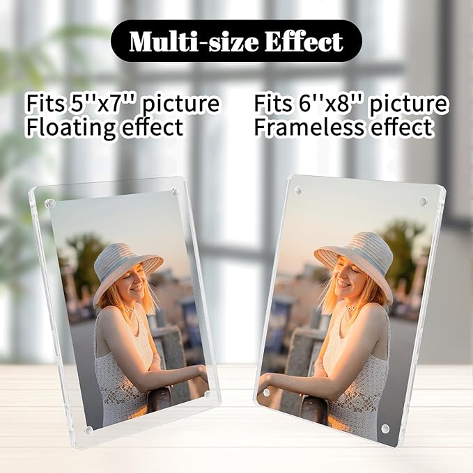 Acrylic Picture Frames 5x7 Inch Set of 3, Tabletop and Refrigerator Display - Image 2