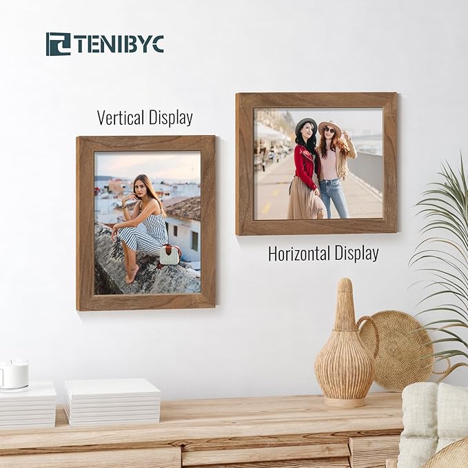 8x10 Picture Frame Set of 4, HD Tempered Glass, Natural Walnut Photo Frame - Image 7