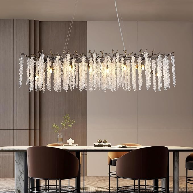 YUYI Black Crystal Chandelier, Modern 47.2" Rectangular Chandeliers by YUYILIGHTING