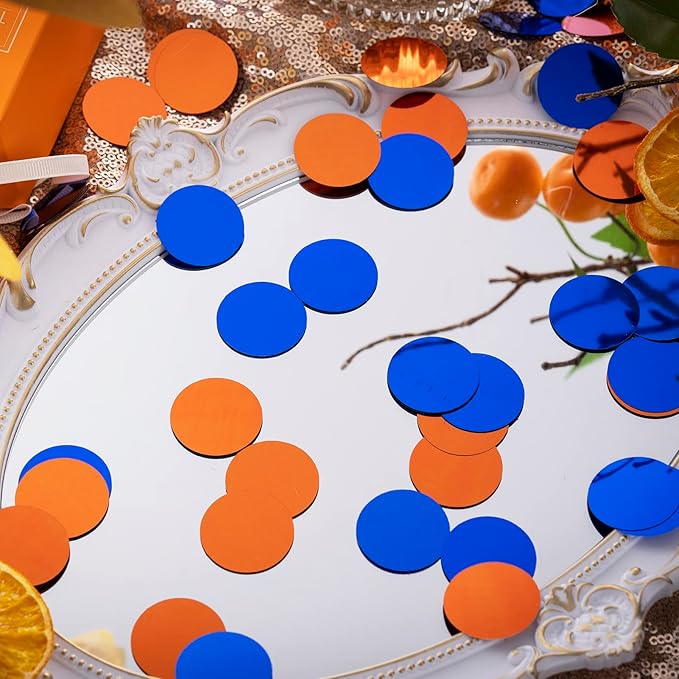 Orange Blue Table Confetti Party Decorations Metallic Circle Dot Confetti - Image 4