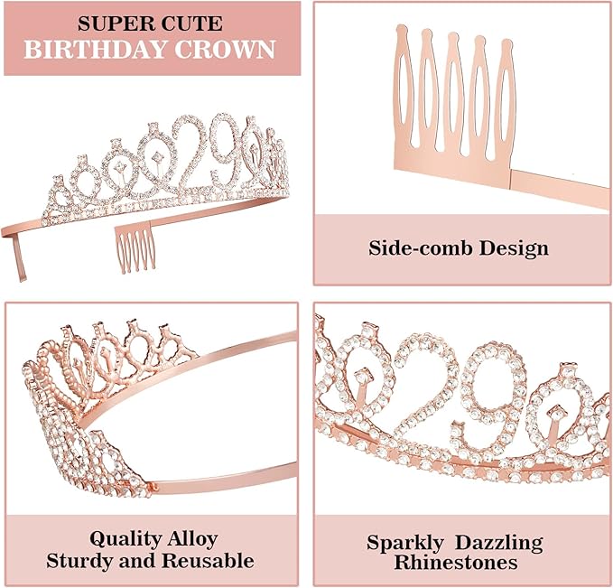 29th Birthday Decorations for Women Including Birthday Sash, Numeral Candles - Image 4