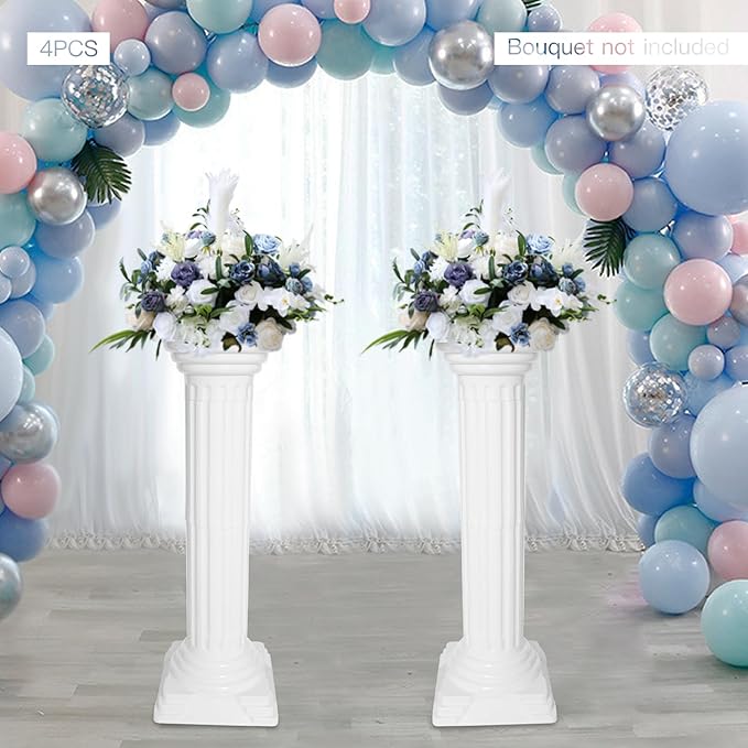 Roman Pillars Decoration Party Flower Pot Columns Set 4Pcs 10.83x10.83x33.86in - Image 7