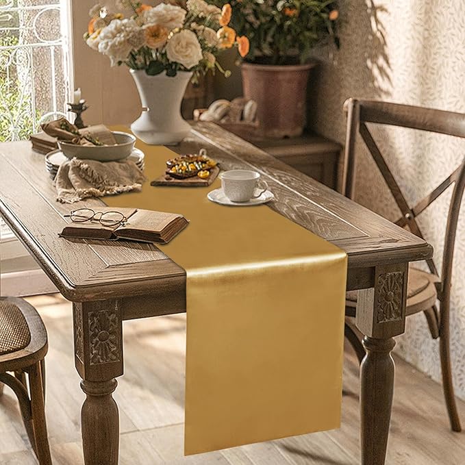 10 Pack Satin Table Runner 12 x 108 Inch Long Old Gold Silk Table Runner - Image 2