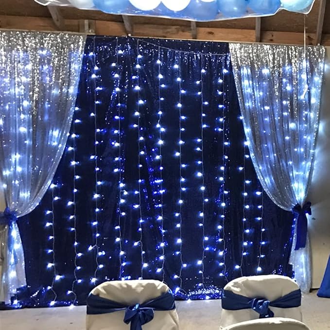 Poise3EHome 4Pcs 2Ft x 8Ft Blue Sequin Backdrop Curtains, Glitter Photography - Image 8