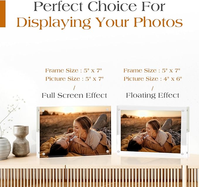 TWING Acrylic Picture Frame 5 x 7 Inch 2 Pack Magnetic Photo Frame Horizontal - Image 4
