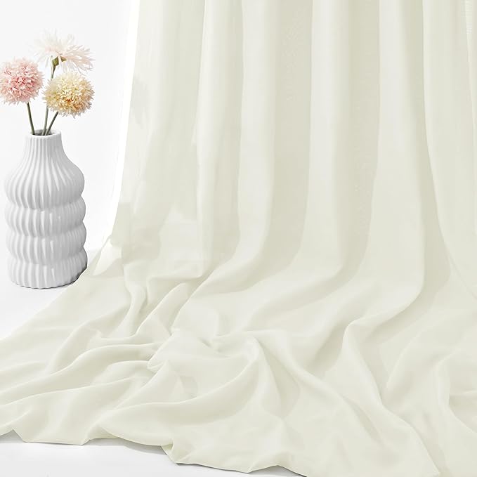 VACVELT Wedding Arch Draping Fabric, Ivory Chiffon, 1 Panel Sheer Drapes - Image 7