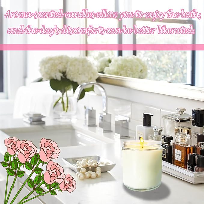 12 Pcs 8 Oz Bulk White Soy Candles, Rose Scented Candles Set, Bulk Aromatherapy - Image 4