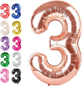 Large 40 Inch Rose Gold 3 Number Balloon, 3 13 23 30 33 36 38 Rose Gold by Upgesy