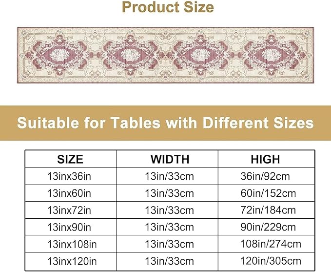 Boho Bohemia Table Runner, Vintage Blue Gold Retro Flower Rustic Country Floral - Image 4