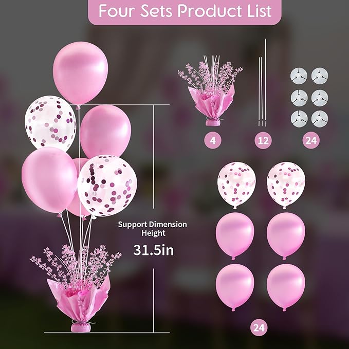 4 Set Pink Balloon Table Centerpieces - Image 5