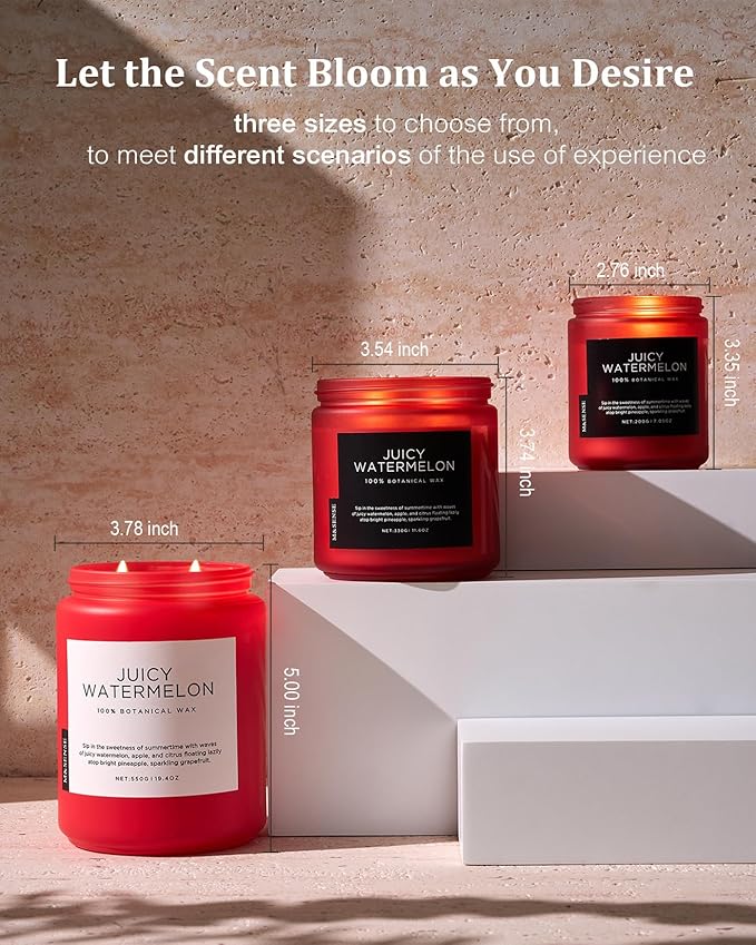M&SENSE Juicy Watermelon Scented Candle, 19.4oz 110 Hours Clean Non Toxic - Image 6